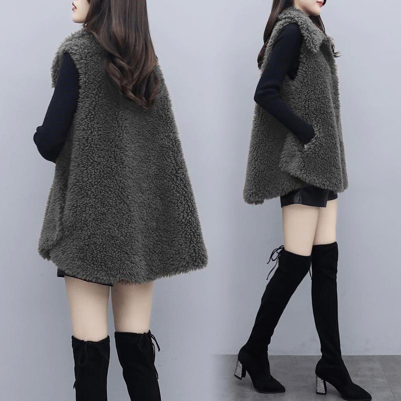 Lamb Fur Vest Women's Short Winter Fashion Shoulder Vest Jacket