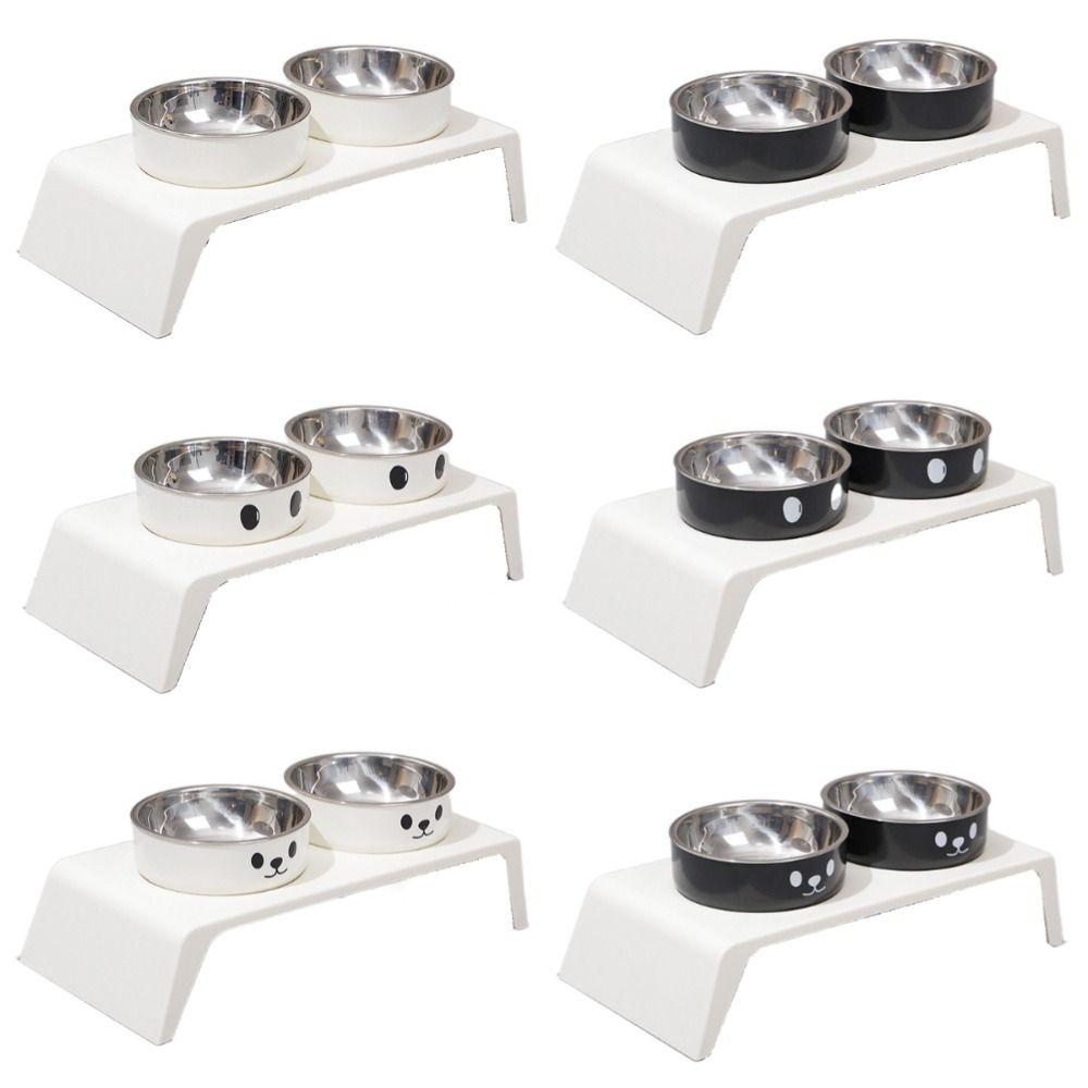 Double Bowls Cat Food Water Bowl Anti-flip Cat Dog Dual-use Bowl Pet Food Dispenser  Wet Dry Food
