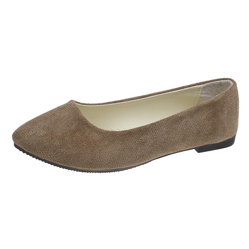 Spring and Autumn new suede Korean version pointed single shoes women's candy color flat women's shoes large size women