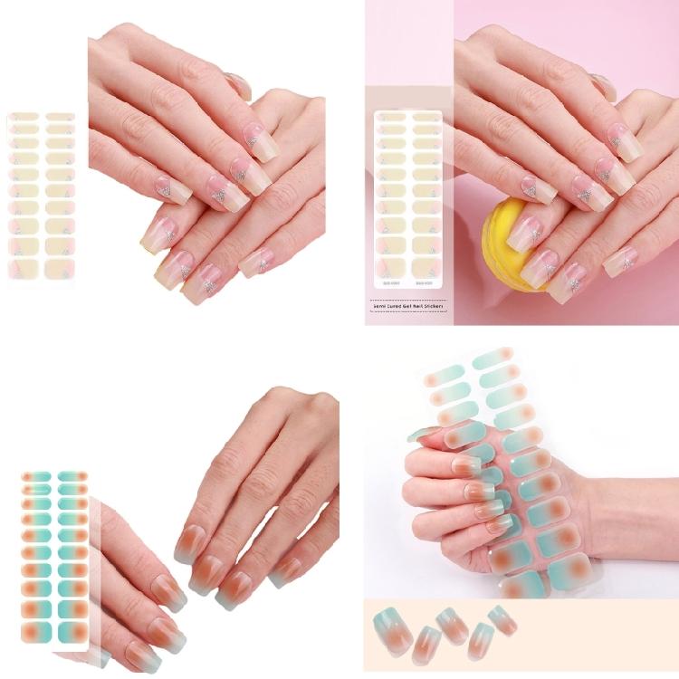 Nails Polish Stickers Semi Cured Gels Nail Strips Light Required Gels Wraps