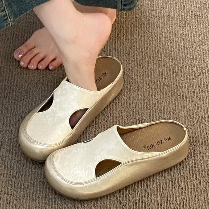 

Fashion Flats Mules Slippers Women Shoes Casual New 2025 Trend Summer Sandals Fashion Slingback Flip Flops Brand Woman Slides Zapatos 40 бежевый