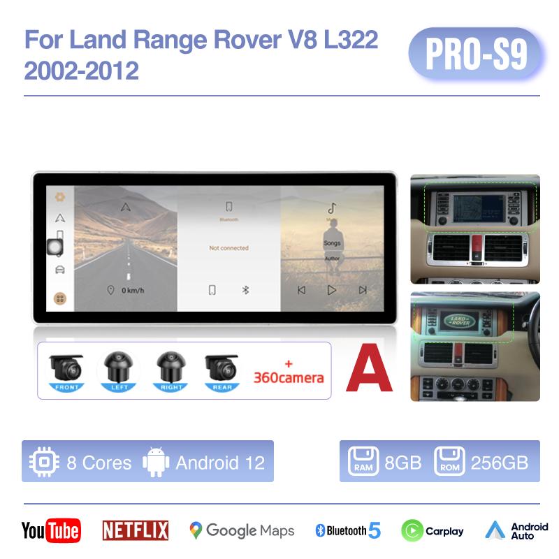 Car Multimedia Video Player 12.3" For Land Rover Range Rover Vogue V8 L322 2002-2012 GPS Navigation Android12 8+256G CarPlay 4G