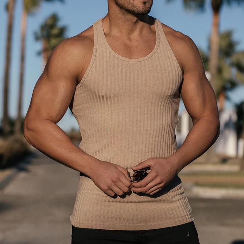 Men's Summer Vertical Stripe Slimming Knit Tank Top