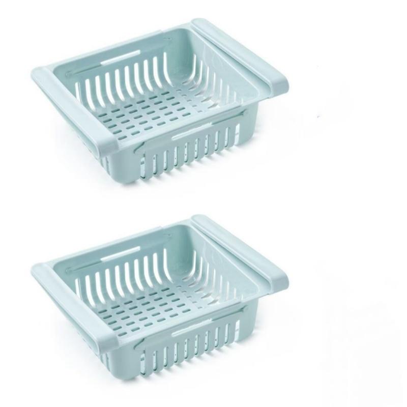 2pcs/Refrigerator Storage Basket, Retractable Drain Basket, Kitchen Organization Tool, Side-Opening Storage Basket
