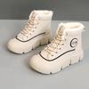 HY616 new winter waterproof sewing line women's short tube warm high-top simple velvet thick-soled cotton shoes
