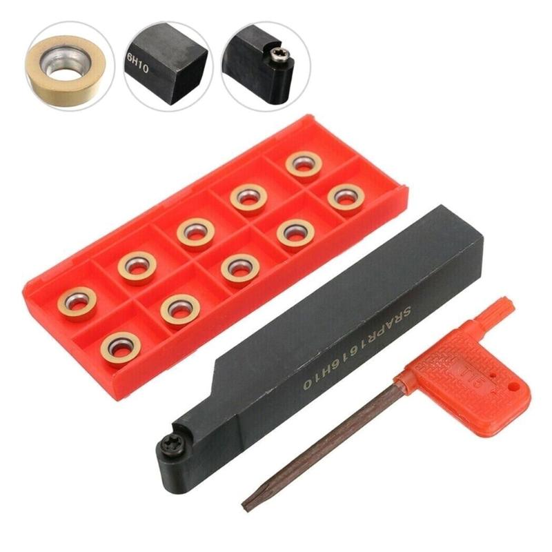 Fräsdrehautomat-Halter Drehen Bohrwerkzeug SRAPR1616H10+10 Stück RPMT10T3MO Metall-Wendeschneidplatten mit Schlüssel