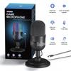 USB Gaming Microphone RGB Computer Microphone 192KHz/24Bit PC Mic for Studio Recording Streaming Content Creation