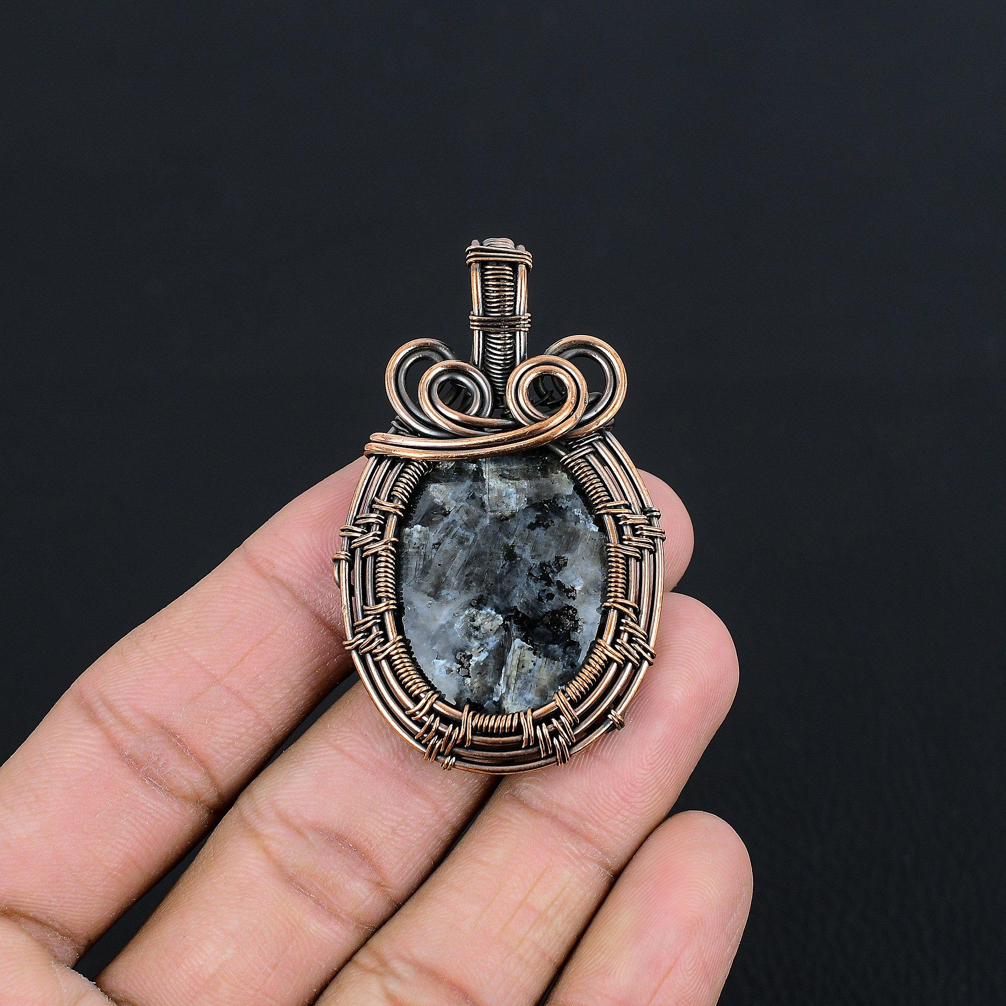 

Кулон из лабрадорита, ювелирное изделие из драгоценного камня ручной работы, кулон, обернутый медной проволокой 999 пробы, кулон с уникальным дизайном 2.55 Inches