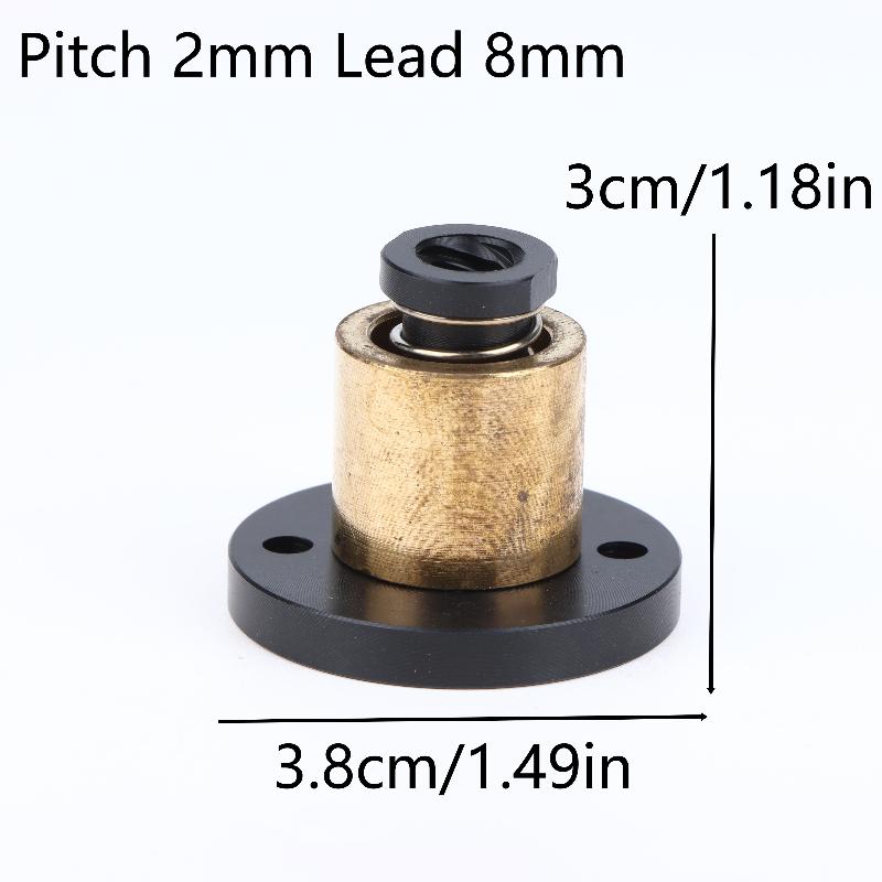 T8 Anti-Backlash Brass Trapezoidal Lead Screw Nut Eliminate Clearance Nut Pitch 2Mm Lead 2Mm 4Mm 8Mm For Cnc 3D Printer