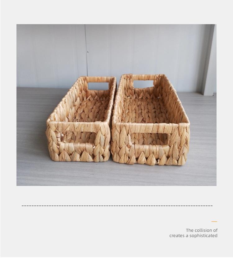 Water Hyacinth Woven Storage Basket - Magazine & Handheld Organizer