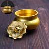 Pure Copper Gold Lotus Flower Incense Burner Mini Small Incense Stick Holder Aromatherapy Censer for Temple Teahouse Home Decor
