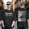 Stampa Rave TECHNO Minimalista Abbigliamento Unisex T-shirt in Cotone Unisex Casual Girocollo Manica Corta Top Estivi Streetwear T-shirt