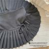 Gray High-Waist Pleated Lace A-Line Skirt - 2024 Design, Slim Fit, Short Length