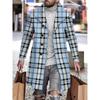 Mens Slim Fit Mid-Length Wool Blend Coat Striped Printed Casual Winter Outerwear 24-35 Years Old