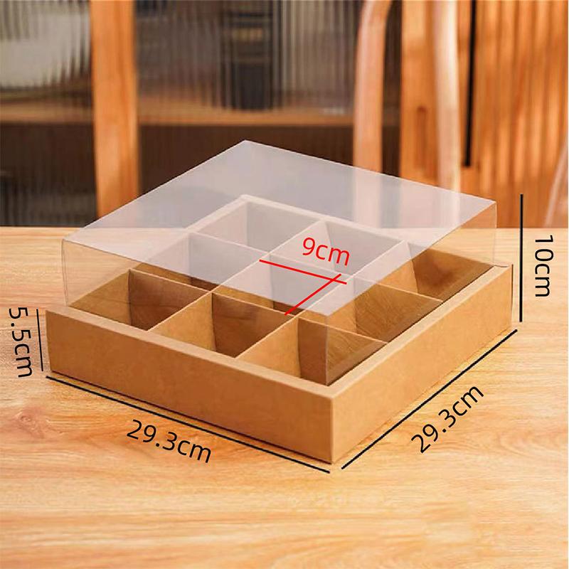 

Nine-Square Grid Takeout Hot Pot Packaging Box Retro Kraft Paper Baking Dessert Cake Picnic Box one size