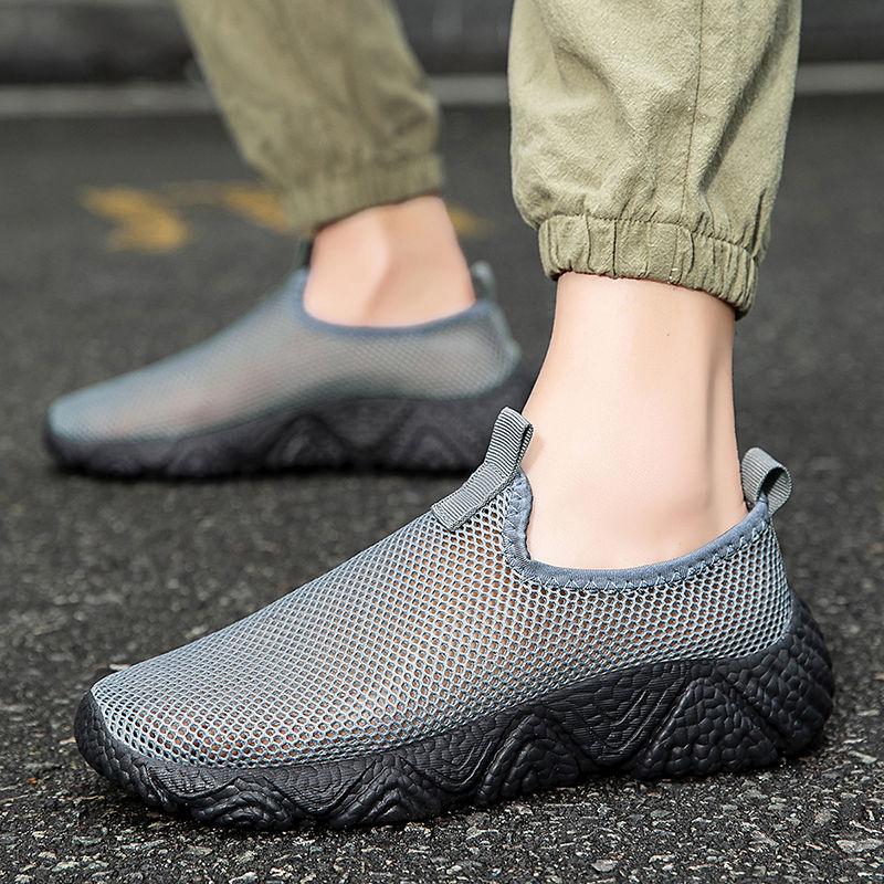 Mesh Upper Hollow Breathable Thick Platform Slip-on Sports Shoes for Men Original Deals Gym Cheap Liquidation Man Casual Sneaker