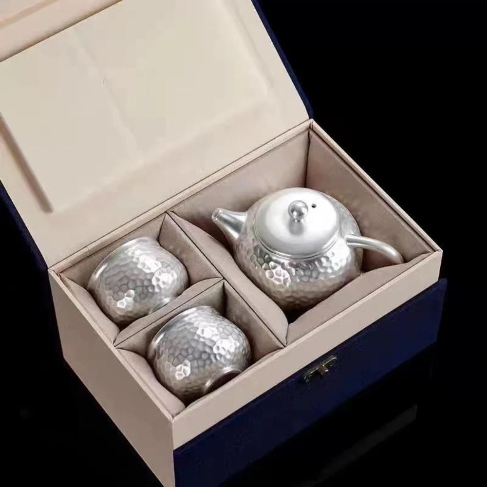 Filter Kung Fu Tea Pot Hammered Texture Portable Teapot Silver Gilding Teapot Gift Set  Elder