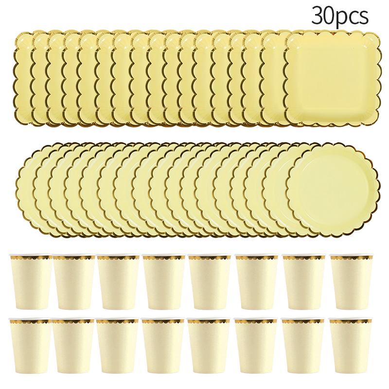 30pcs Disposable Plates Cups Birthday Decoration Disposable Tableware Disposable Party Dish Baby Shower Camping Disposable Cups