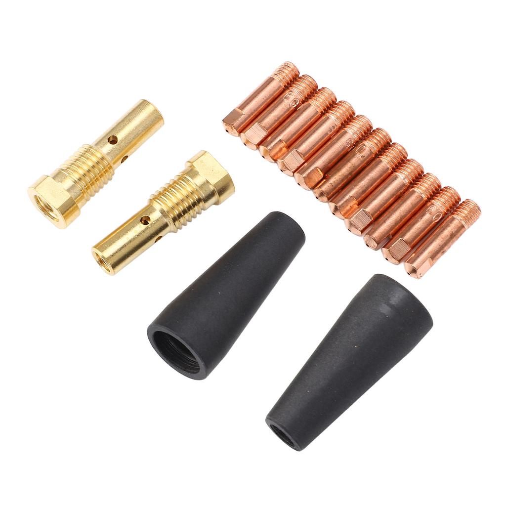 15 Piece Welding Accessories Kit PTFE Gasless Nozzles Brass Gas Diffuser 9mm Copper Electrode Tips