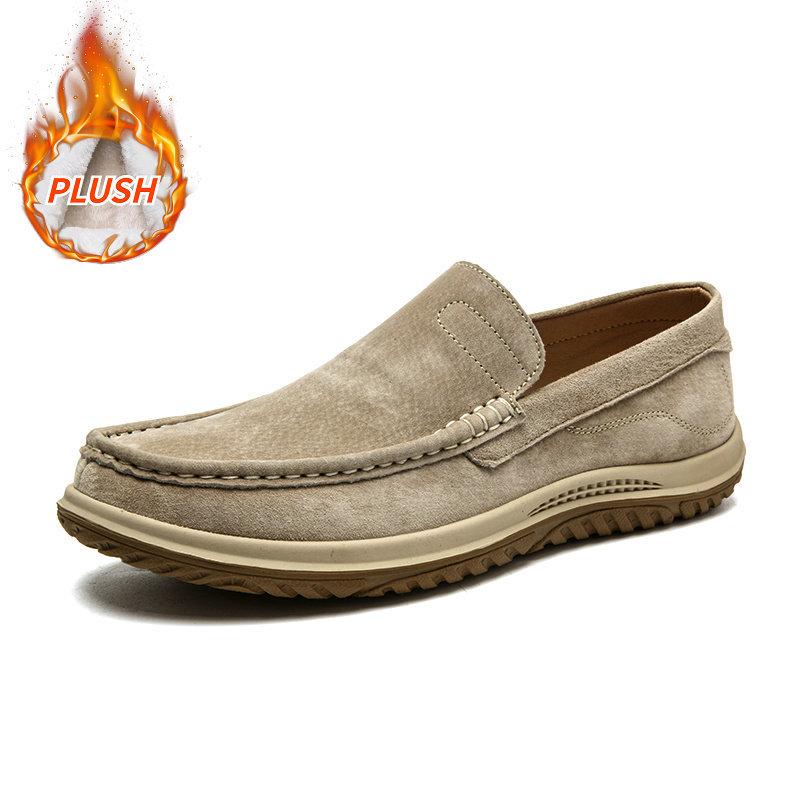 Men's Suede Casual Leather Shoes Fashionable Breathable Comfortable Driving Shoes Men Shoes