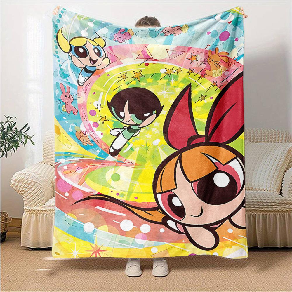 Powerpuff Girls Adventure Flannel Blanket Super Soft Warm Cozy Blanket For Sofa Bed Office Travel Allseason Home Decor Gift