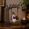 Kantoorbureau Decoratie Items Halloween Desktop Schommel Decor, Spookachtige Huis Lezen Geest op Een Beeldje Uniek Houtbewerking Cadeaus voor Woonkamer Keuken