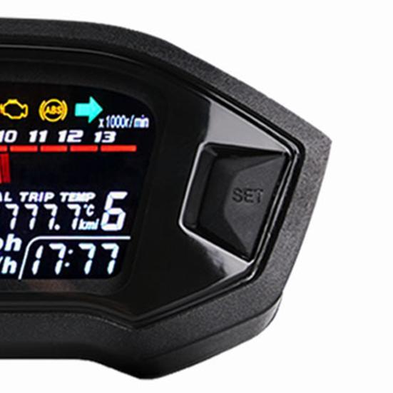Uniwersalny licznik motocyklowy LCD z wyświetlaczem ABS, prędkościomierzem, licznikiem kilometrów, wskaźnikiem temperatury wody