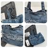 [YUNHEN] denim tote bag ladies shoulder bag English pattern handbag vintage style large capacity shoulder jeans handbag bag 2way commute Commuting to