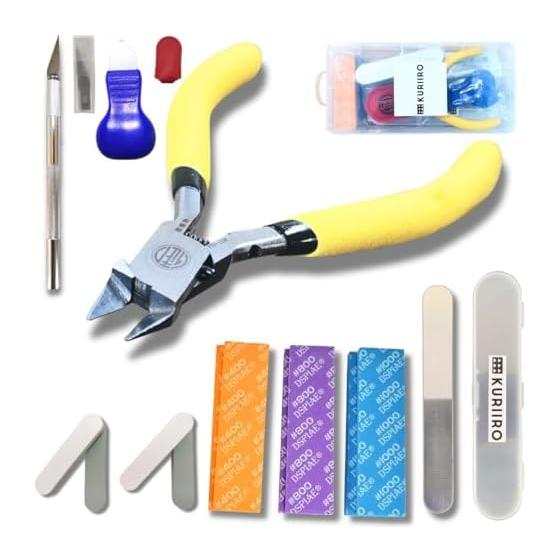 [kuriiro] Single-edged nipper tool set plastic model nipper file high grade 16-piece set for plastic models krs2 (2025 update version)