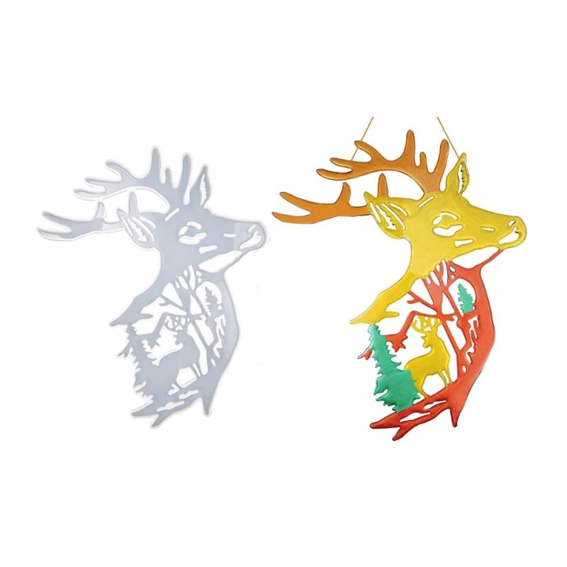 Elk Head Resin Molds Christmas Deer Silicone Molds Animal Epoxy Casting Mould for Wall Hanging Mount Decor DIY Crafts