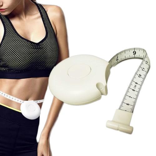 AVILMORE Hands-Free Tape Measure, One-Hand Operation, 2m, Automatic Rewind, Centimeters and Inches, Pregnancy Waist Measurement, Body Measurement (Whi