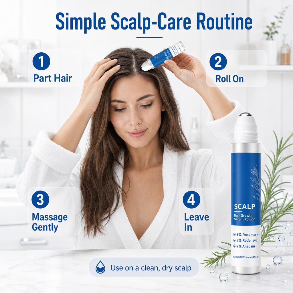 Rosemary Scalp Care Roll-On Essence Gentle Botanical Scalp Soothing Treatment Control Oil Anti-Dandruff Relieve Itching