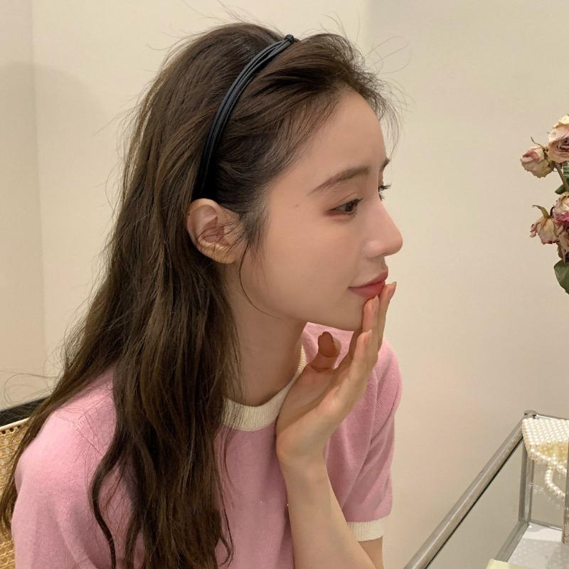 Vintage Knot-Tied HeadBand Ultra-Fine Faux Leather Hair Band Women Girl Finishing Hair Hair Hoop Fashion Hair Accessories