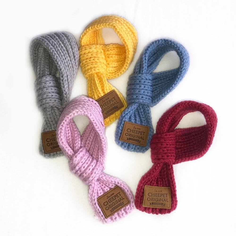 New Warm Pet Scarf Knitted Windproof Neckerchief Solid Color Coldproof Neck Warmer Puppy Accessories