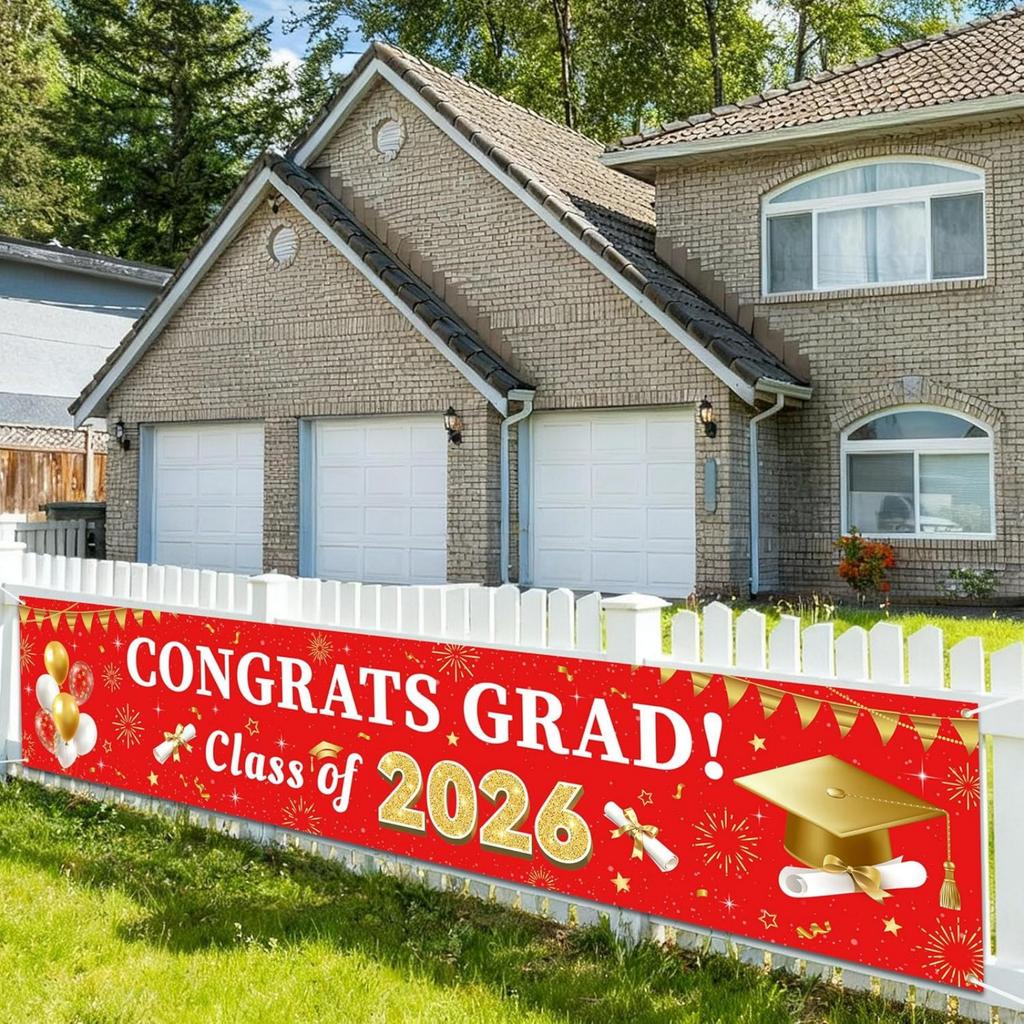 Stendardo di Laurea Decorazione per Giardino Esterno Congratulazioni Classe del 2026 Stendardo 300x50cm Sfondo Appeso Resistente per Festa di Laurea