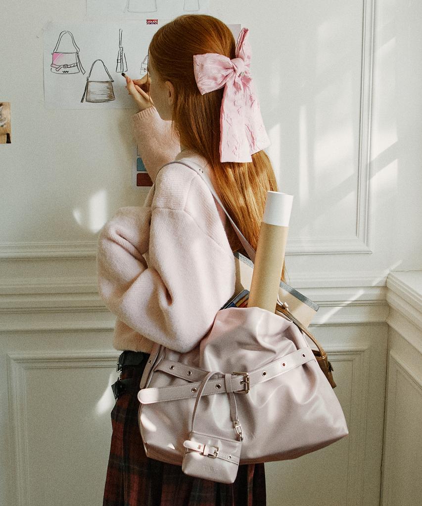 Vvv [Set] Buckle Hobo Shoulder Crossbody Bag _ Lavender