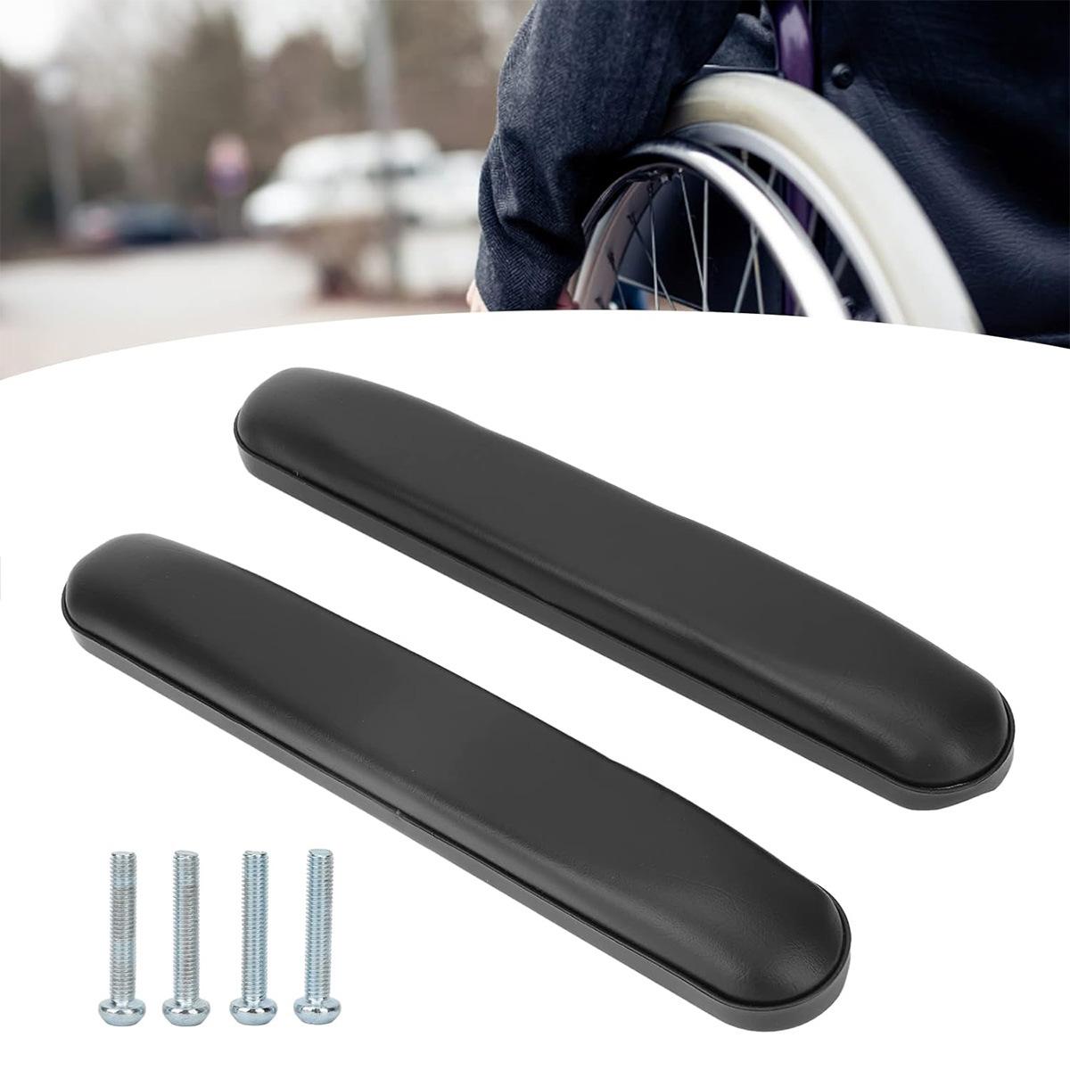 

1 пара подушек подлокотников для инвалидной коляски, универсальные, водонепроницаемые, износостойкие, устойчивые к царапинам, эргономичный дизайн One Size чёрный