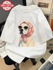 Summer Women's Illustration Style Dog Print TShirt Unisex Cotton and Breathable Short Sleeve Streetwear Oversized Loose Casual