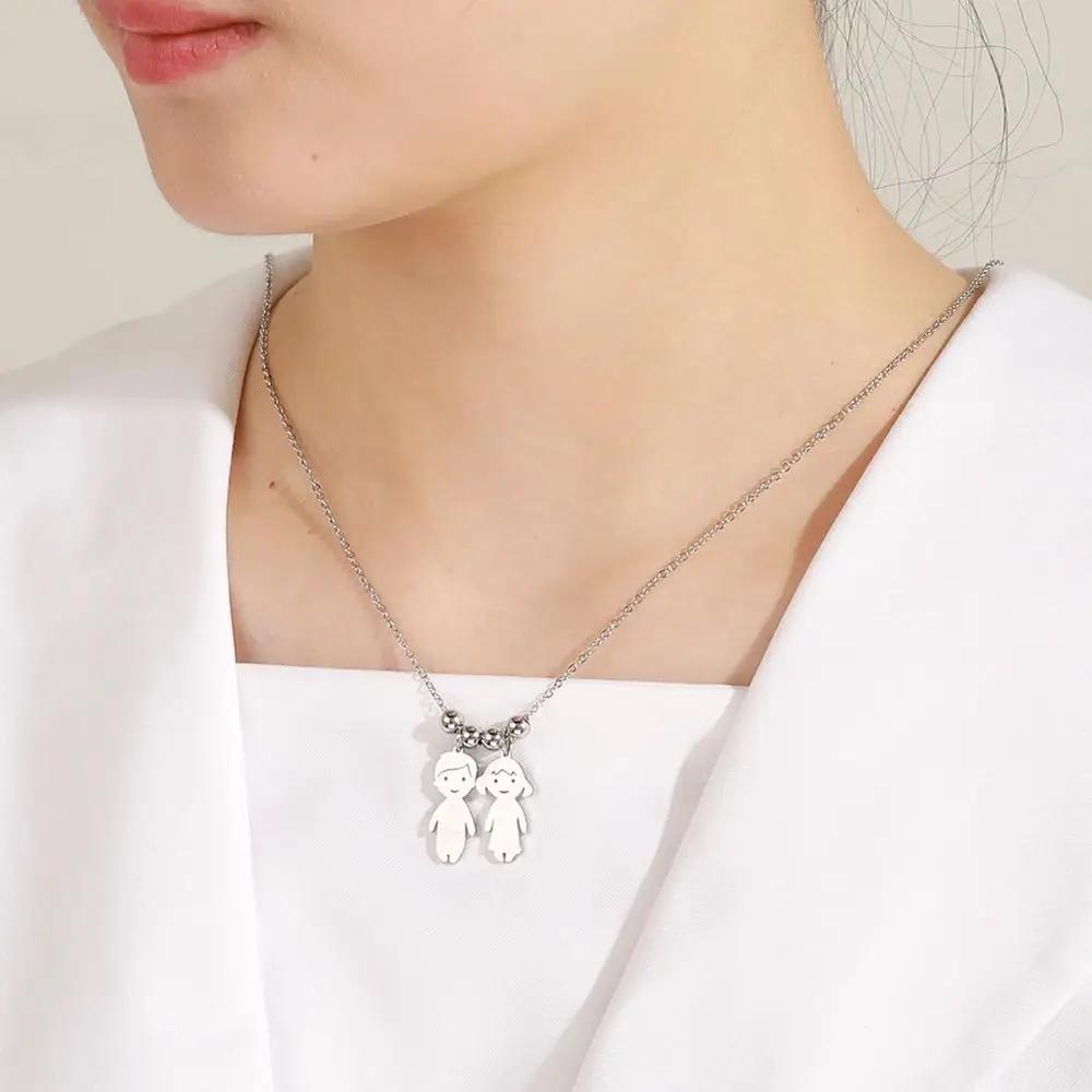 Lemegeton Collana con Ciondolo Personalizzato su Misura Nome di Famiglia Bambino Bambina Bambini per Donna Uomo Bambino Nome Data Inciso Gioielli Regalo