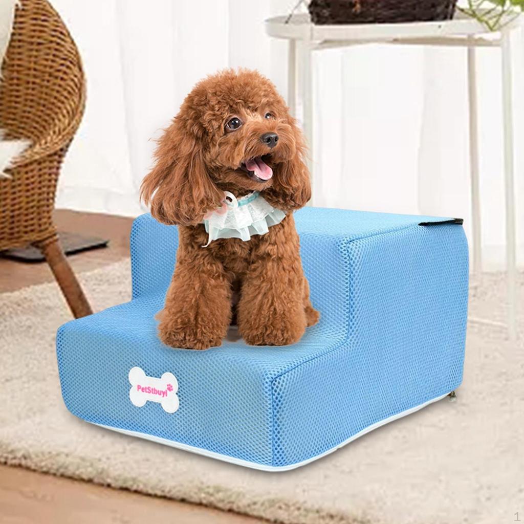 Stairs W/ Washable Cover Foldable Puppy Ladder Pet for Older Pets Injured Car