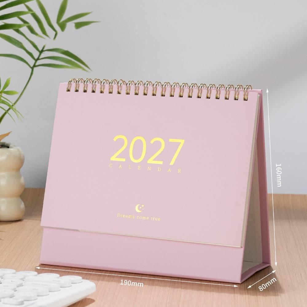 Paper 2027 Desk Calendar Spiral Binding Flip Calendar Durable Academic Planner Office Desk