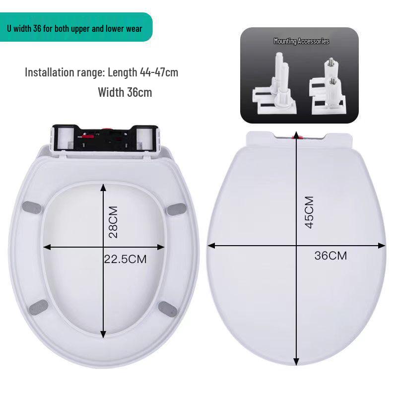 Universal Thickened UV Slow-Close Toilet Seat Cover with Quick Release for Home Use