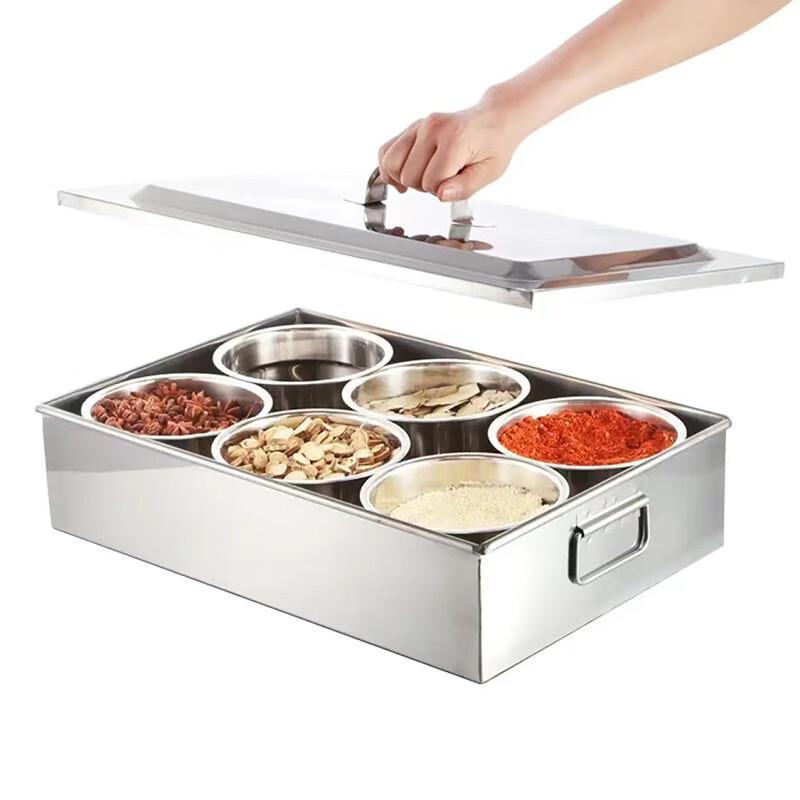 Mailang Stainless Steel 6-Jar Spice Set with Storage Rack