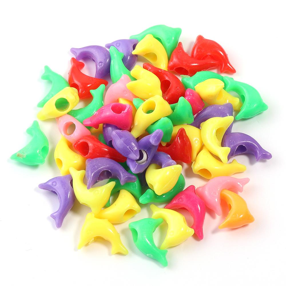 

50pcs Mixed Color Plastic Beads Various Shape Butterfly Flower Heart Bear Loose Beads For Jewelry Making DIY Bracelets Necklace