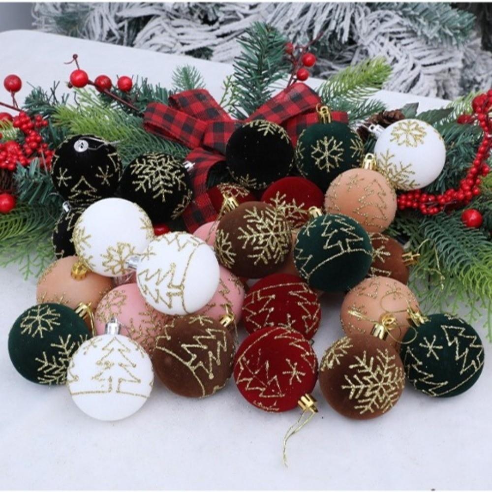 Velvet Christmas Spheres 6CM Christmas Tree Decoration Flocking Painted Balls  Holiday Use