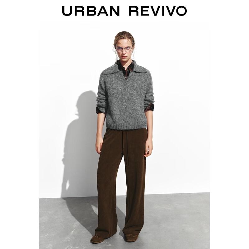 UR 2025 Women's Simple Grey Short Loose Knit Sweater