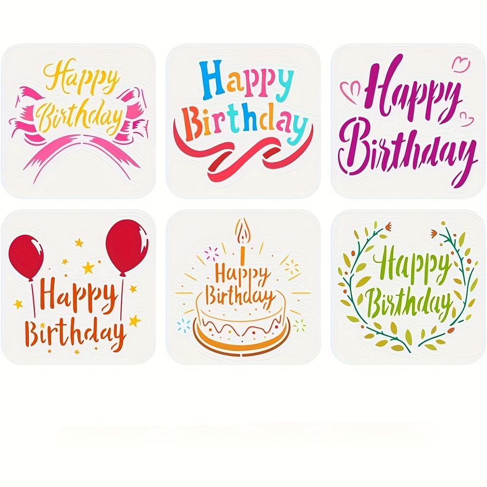 15PCS Happy Birthday Stencils Set, 10cm Reusable Plastic Painting Templates For Cards, Scrapbook, Wood, Wall & Party Decor