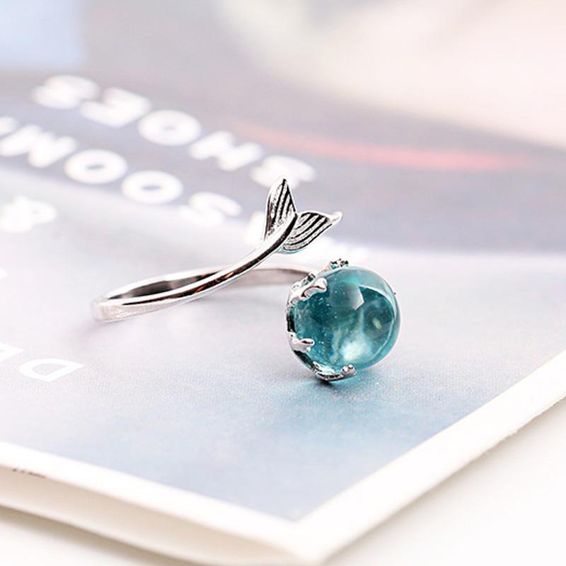 Mermaid Bubble Adjustable Open Ring: Korean Forest Style for Women and Students