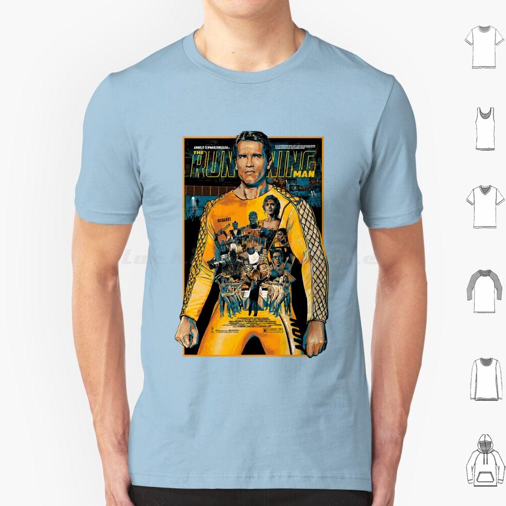 The Running Man Poster T Shirt Big Size 100 Cotton The Running Man Arnie Schwarzenegger Movie Action 80s Retro Geek Arnold