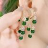 European and American Popular Niche Design Emerald Opal Ear Buckle Temperament Earrings Fringed Long Earrings